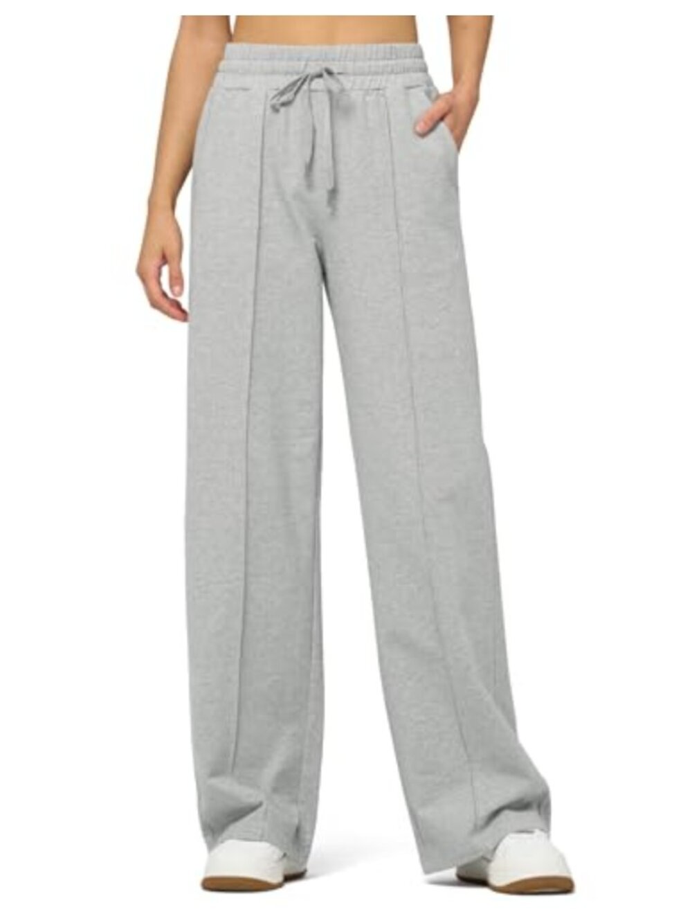 Wide Leg Cotton Sweatpants High Waist Drawstring Pockets Athletic Lounge